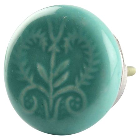 Sea Green Leaf Ceramic Flat Drawer Knob Online